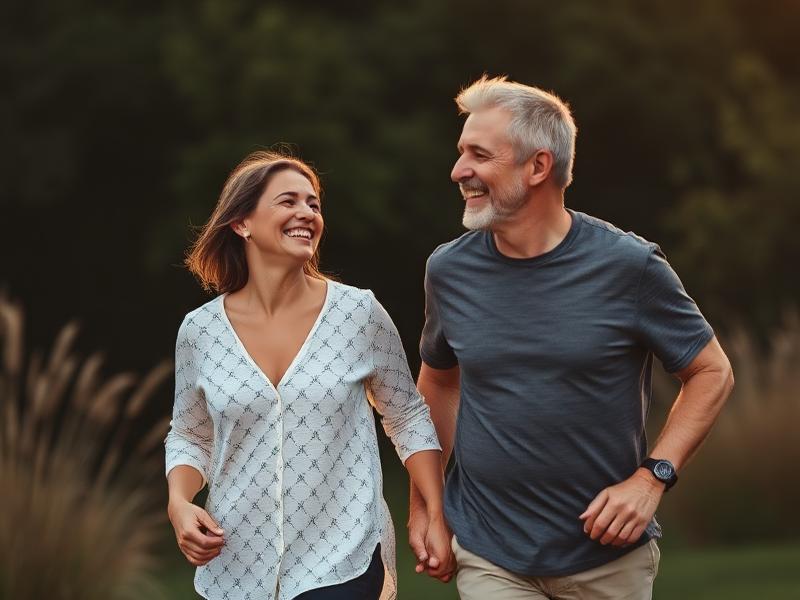 Confident couple walking together, Bloodpril lifestyle